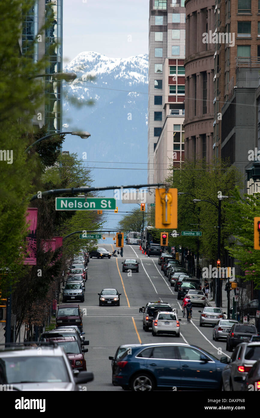 View Of A Street In Downtown Of Vancouver City Canada Stock Photo Alamy
