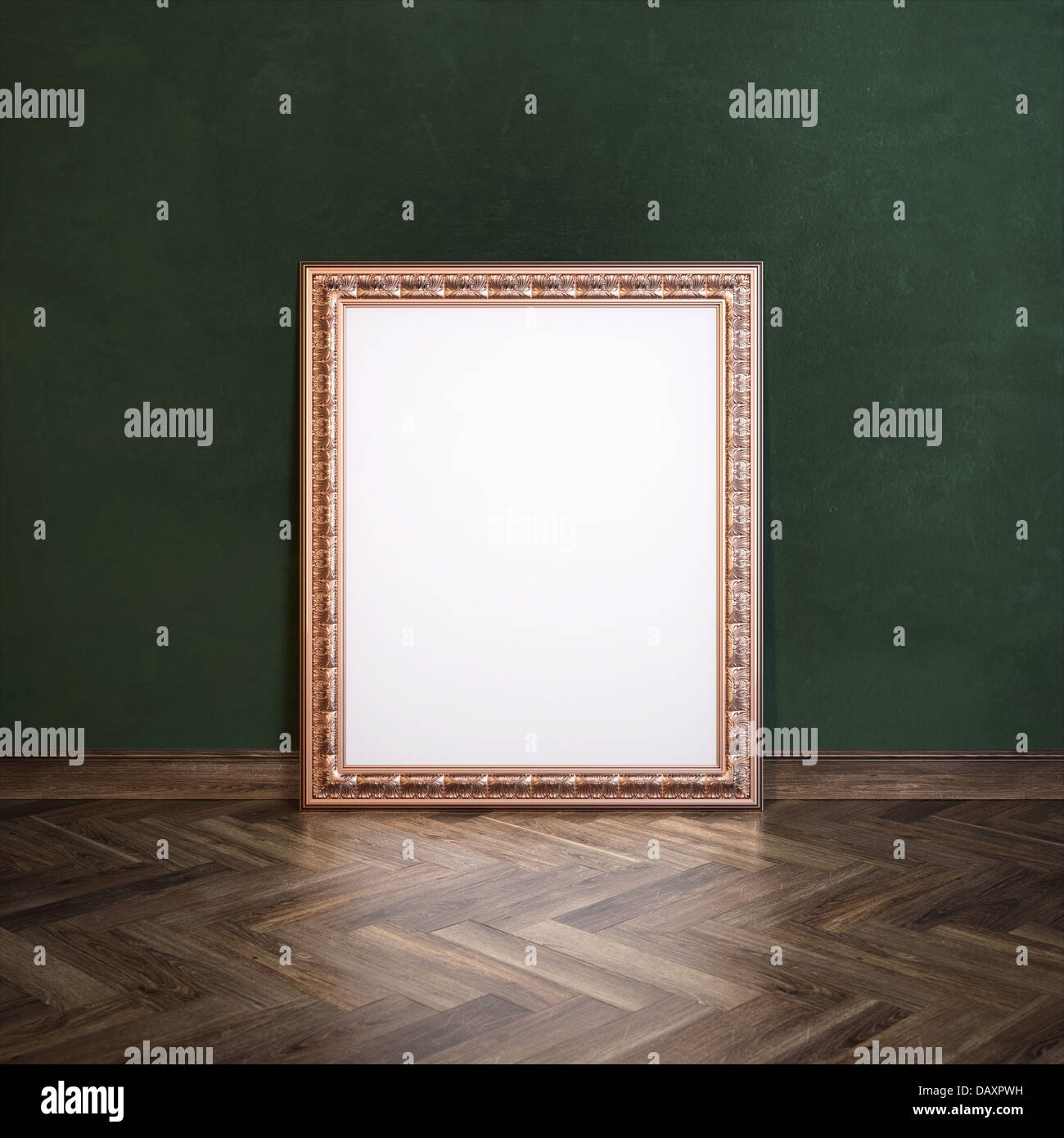 Classic Golden Frame In Galerry Interior Green Wall Version Stock Photo ...