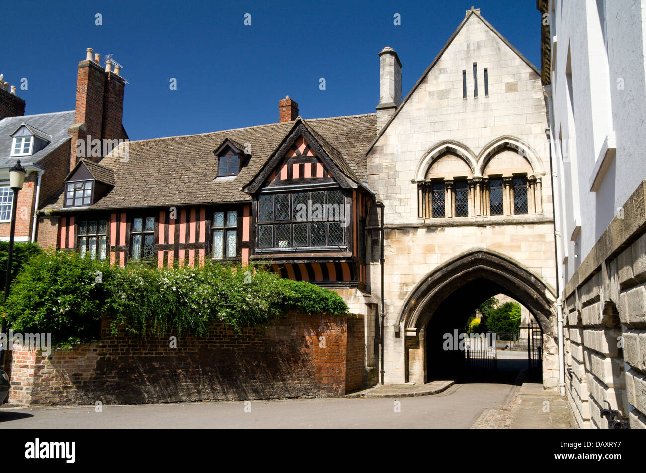 St Mary's Gate, Cathedral Precinct, Gloucester, Gloucestershire, England. Stock Photo