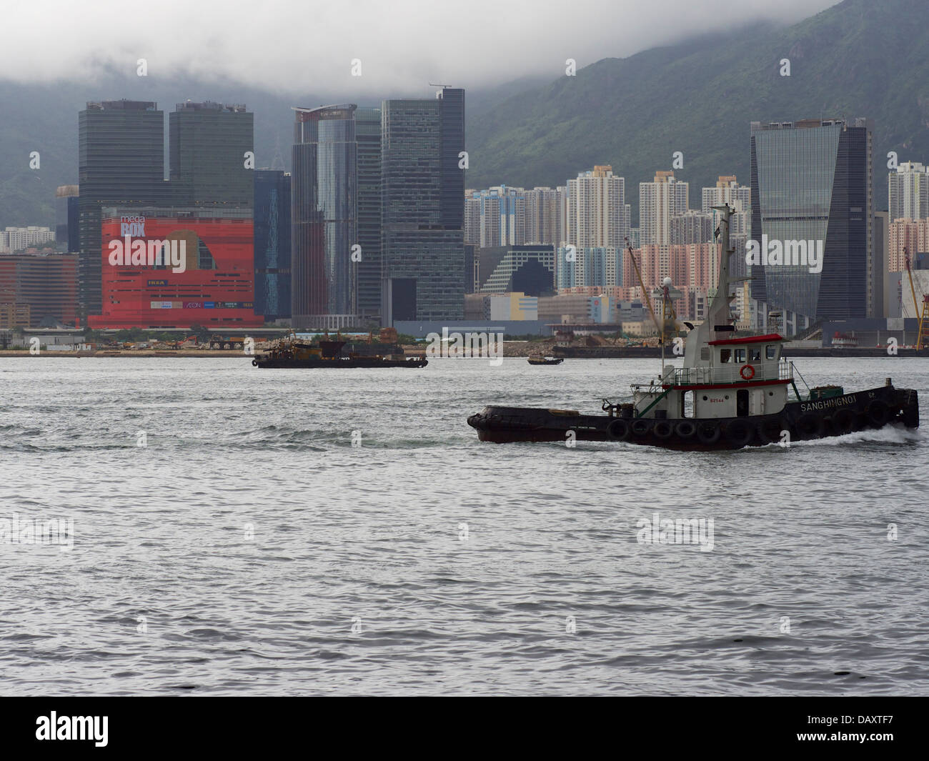 View of Hong Kong harbour from North Point, Hong Kong. Stock Photo