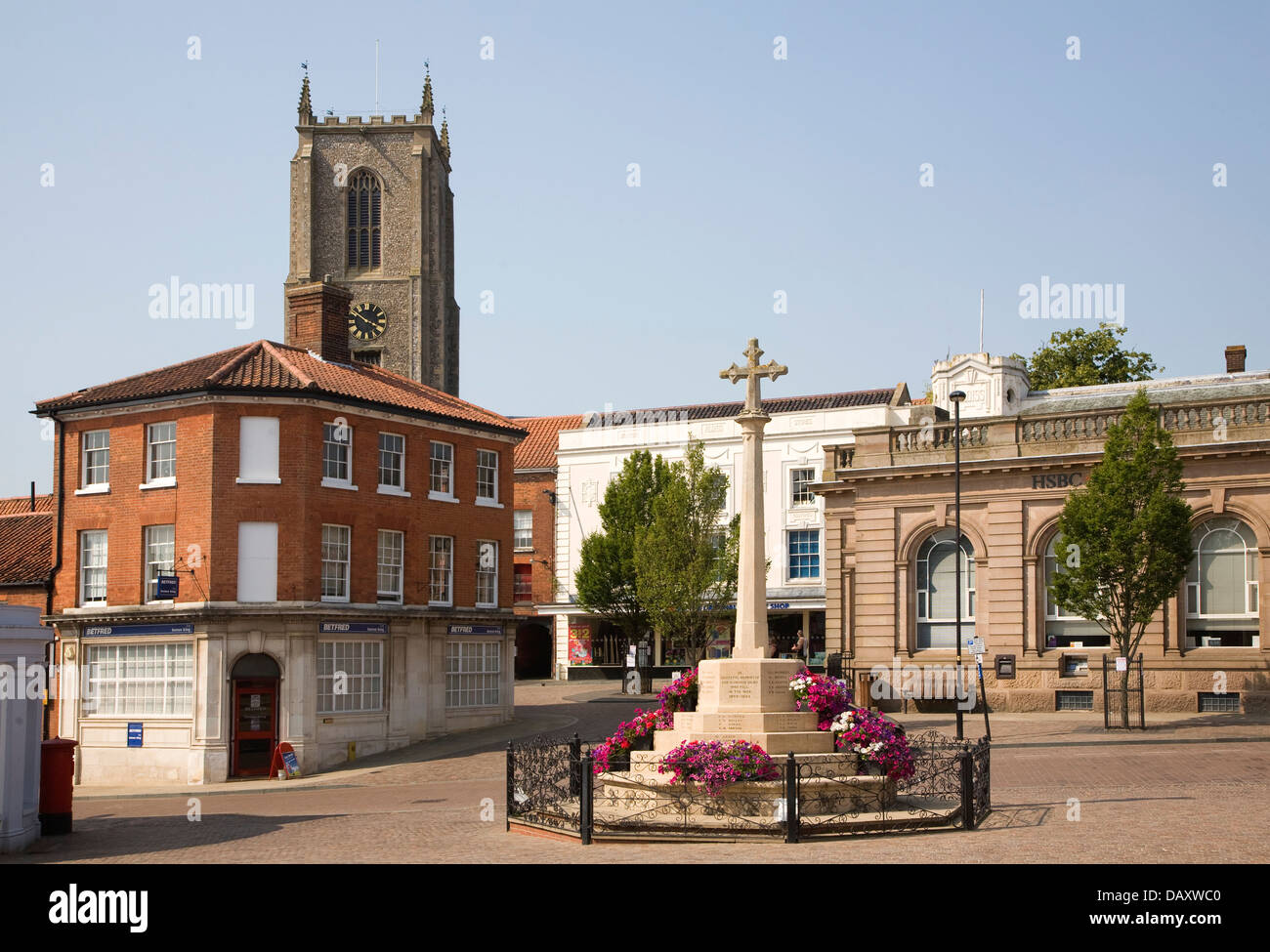 Church historic buildings war memorial market place fakenham norfolk