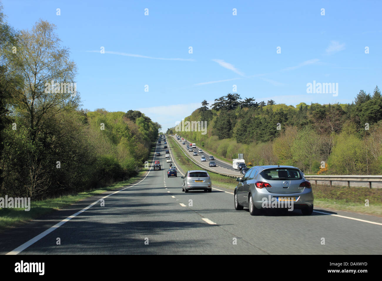 The M27 motorway in Hampshire, UK Stock Photo
