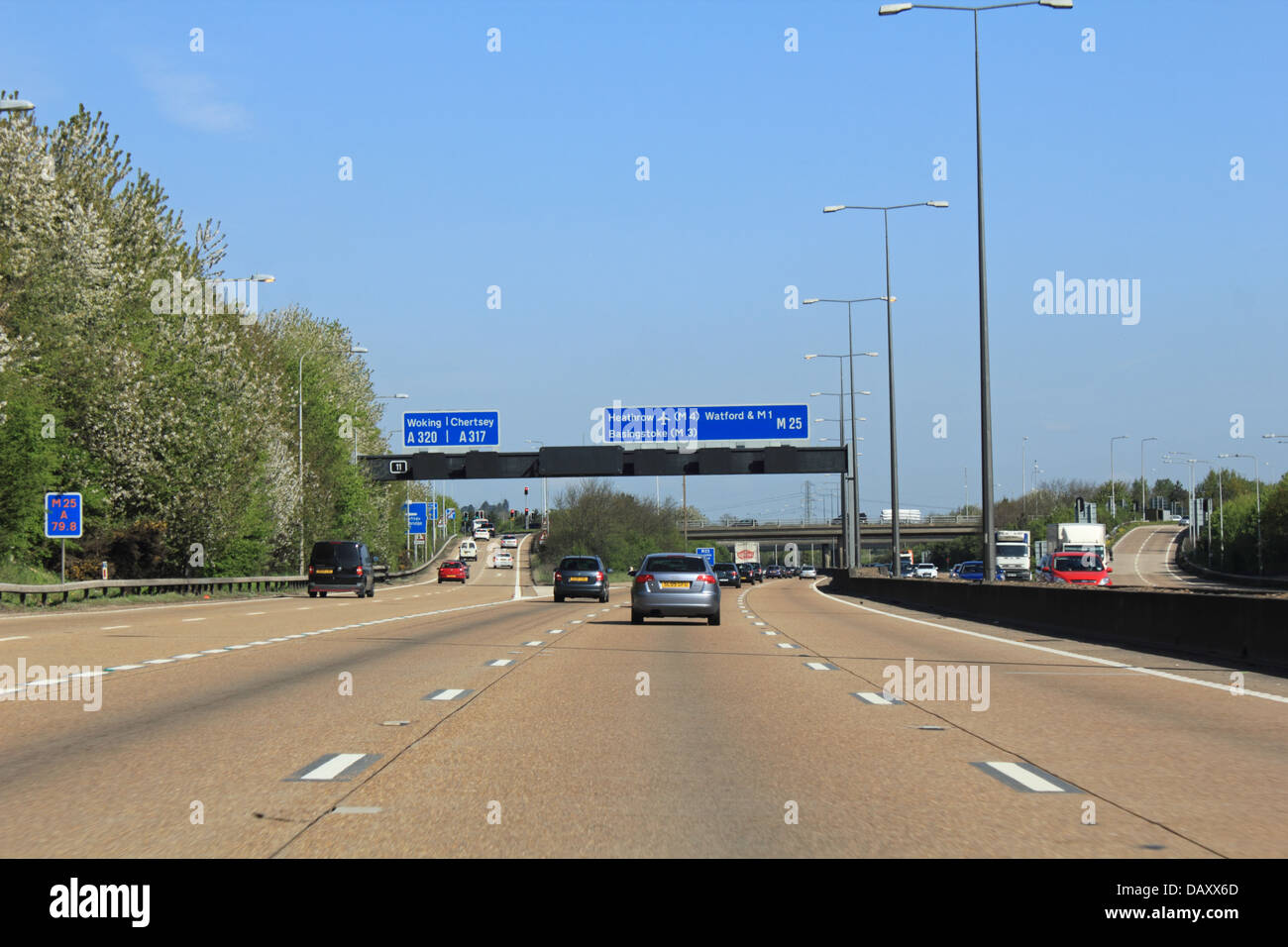 Junction 11 on The M25 motorway in Surrey. UK Stock Photo - Alamy