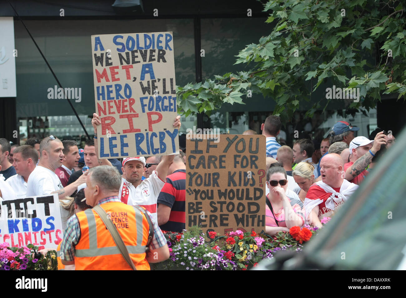 English Defence League EDL demo in Birmingham July 2013 Stock Photo