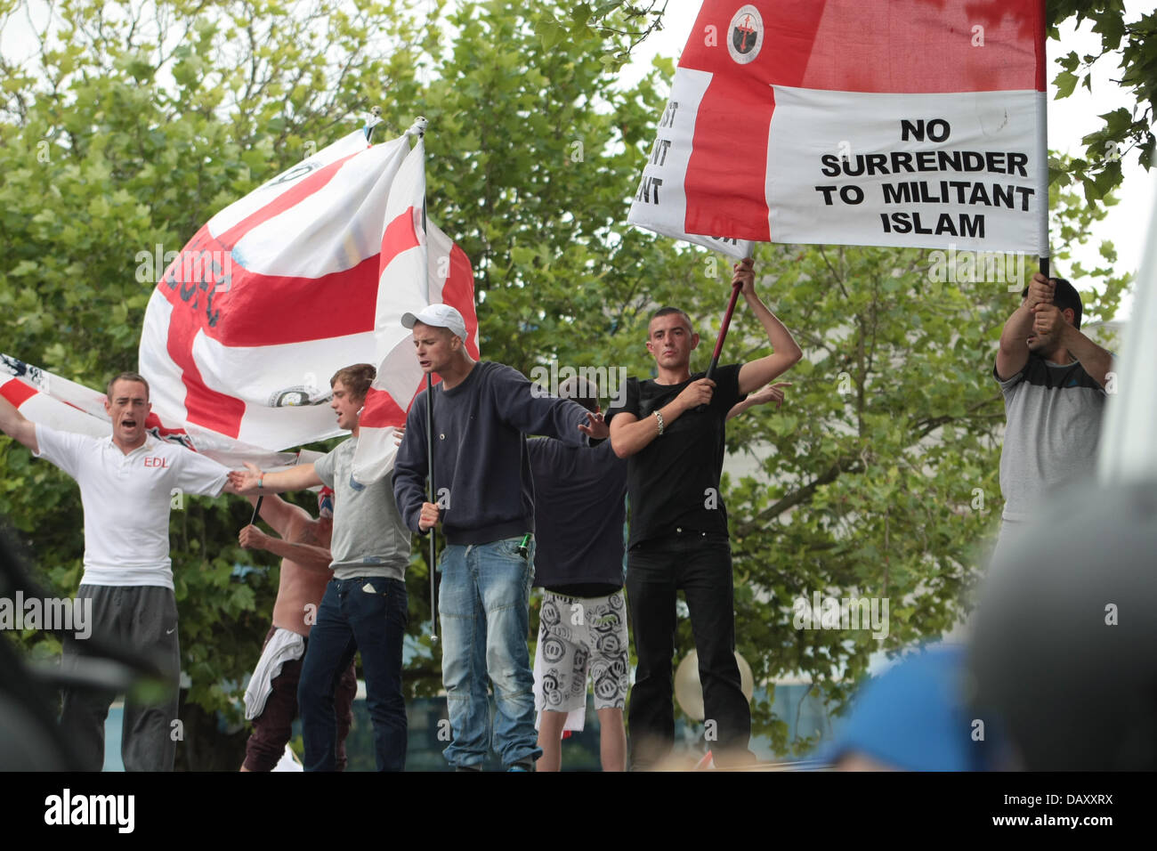 English Defence League EDL demo in Birmingham July 2013 Stock Photo