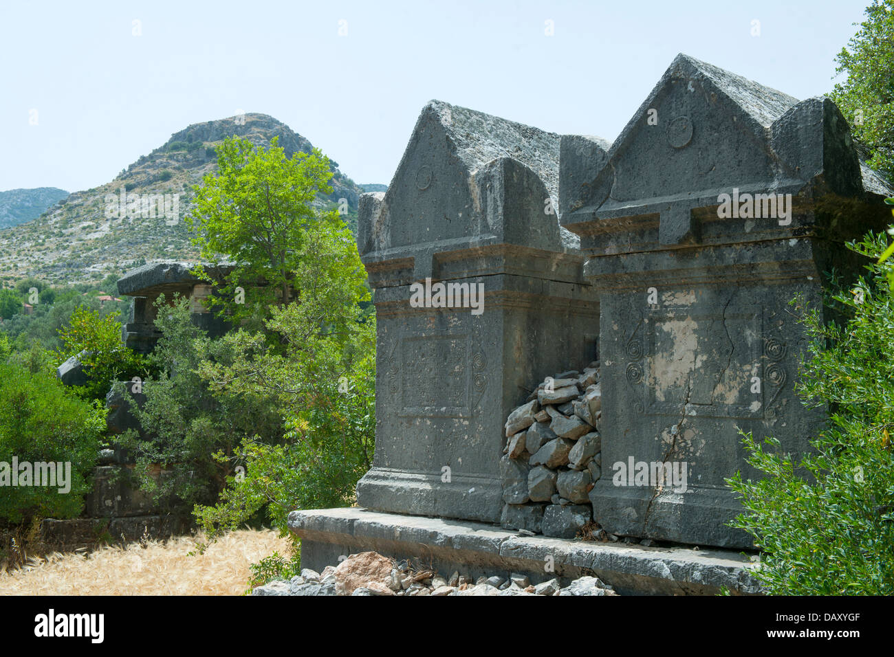 Türkei, Dodurga westlich von Fethiye, antike Stadt Sydima, Sarkophage von ' Vater und Sohn' Stock Photo