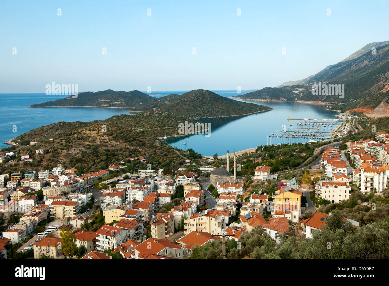Asien, Türkei, Provinz Antalya, Kas, Ortsansicht und Blick auf den neuen Hafen Stock Photo