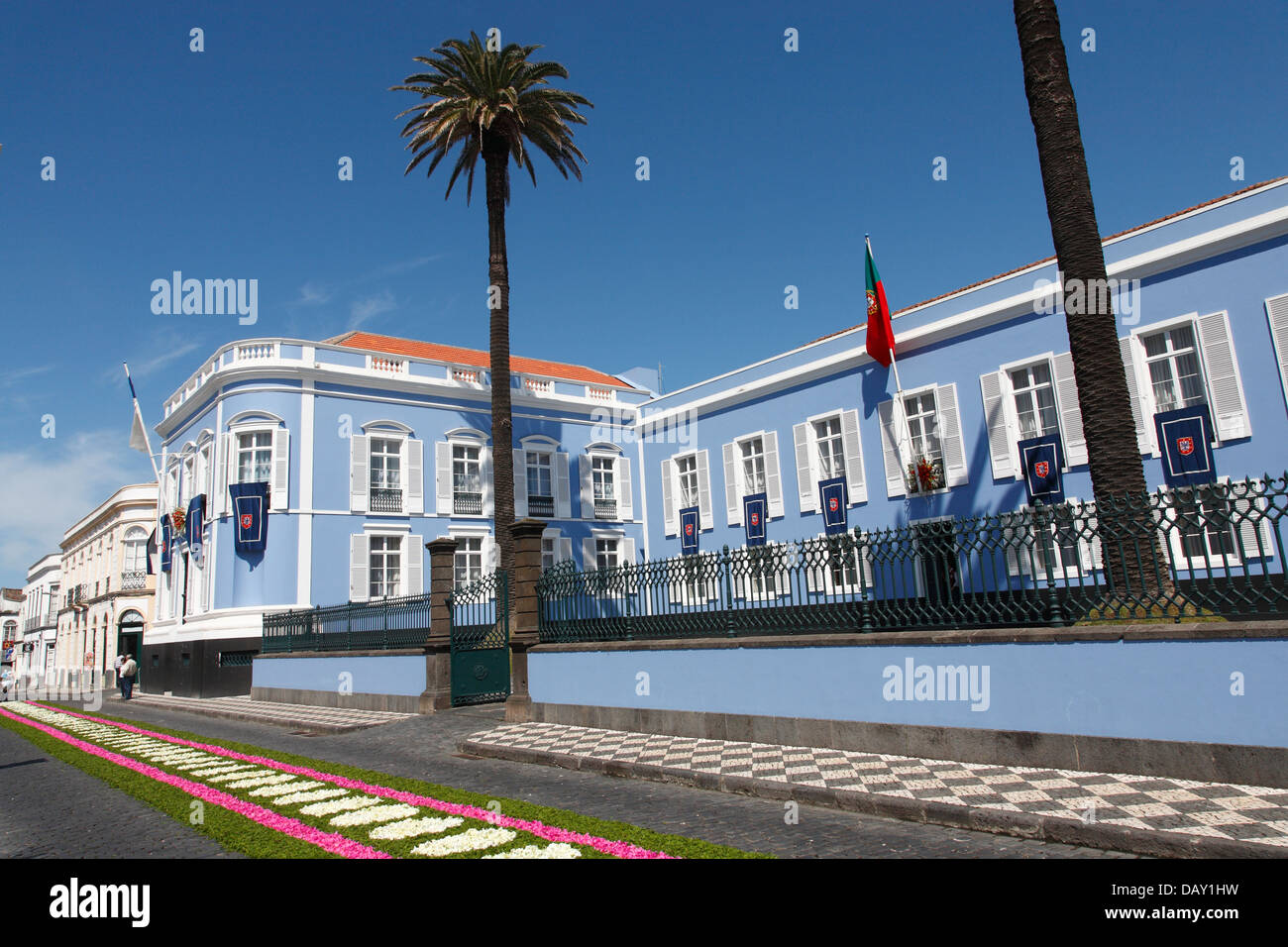 The presidential palace of the Government of the Autonomous Region of the Azores, in Ponta Delgada. Azores islands, Portugal. Stock Photo