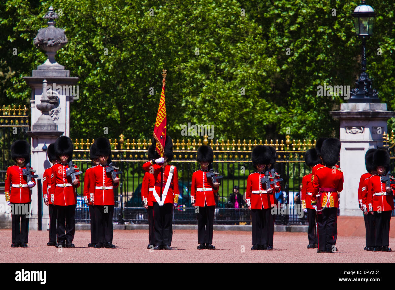 Changing of the guard ceremony held inside the grounds of Buckingham palace, London Stock Photo