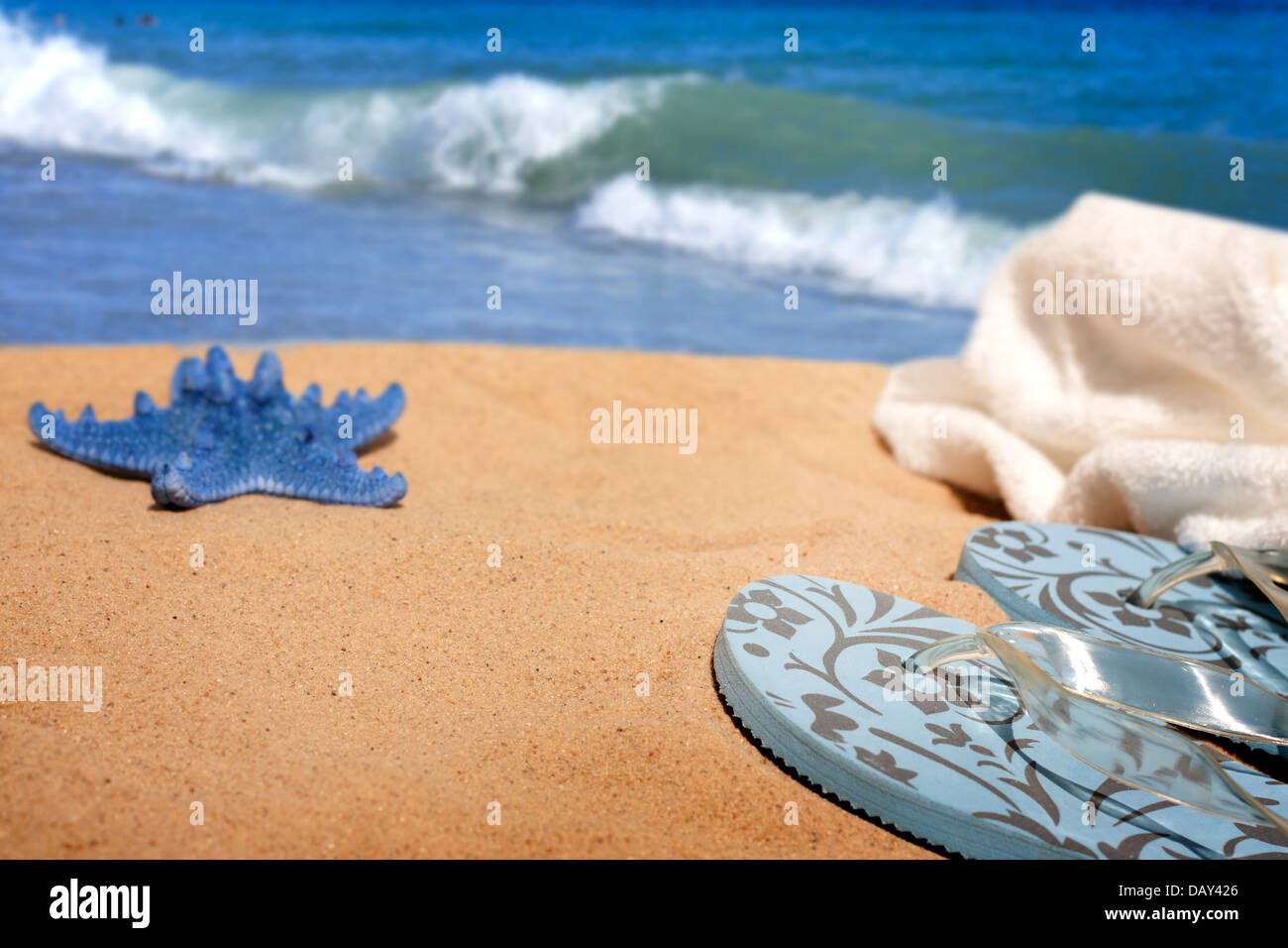 Beachwear at sea holiday vacation background concept Stock Photo