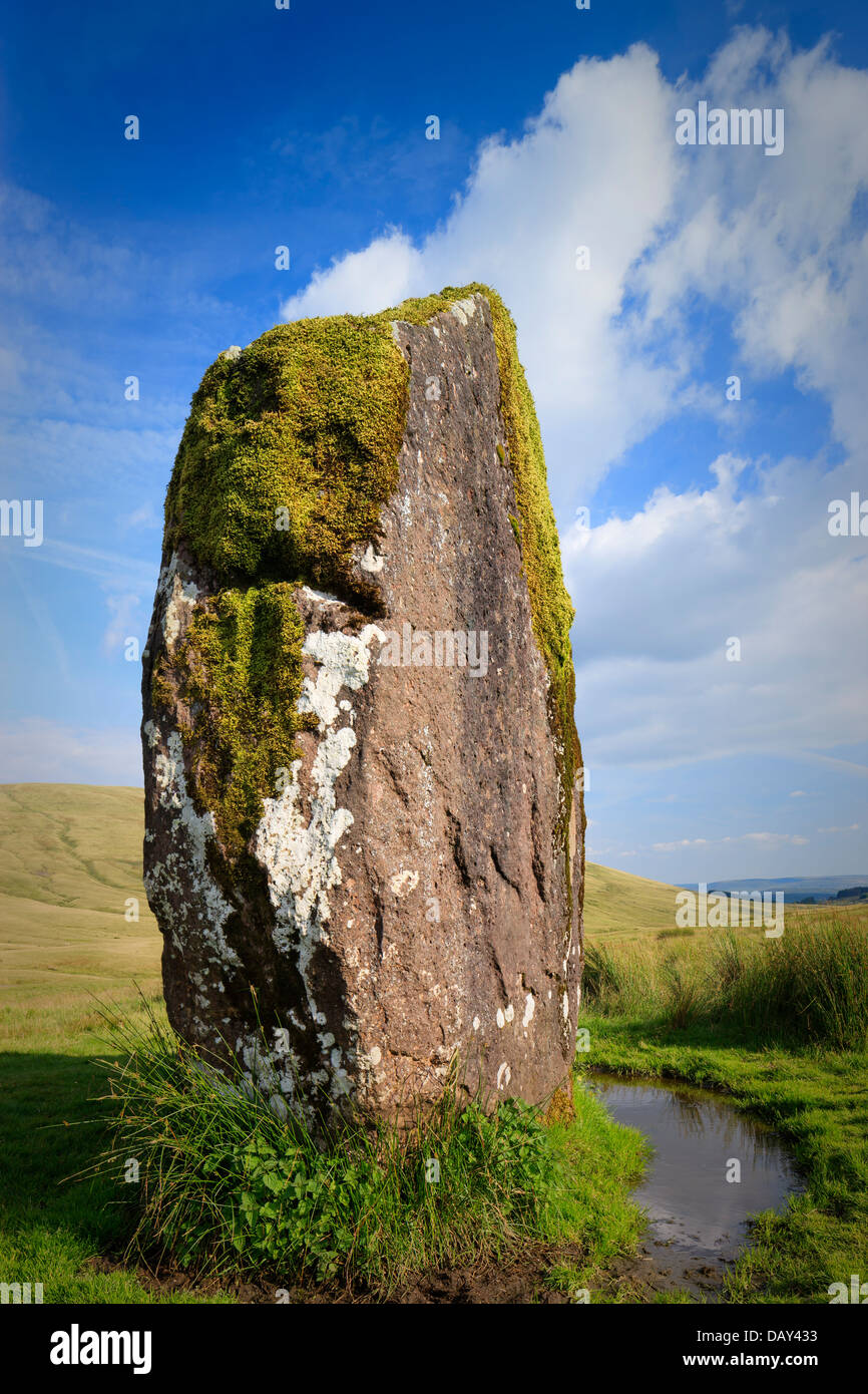 Maen Llia Standing Stone Ystradfellte Brecon Beacons Powys Wales Stock Photo