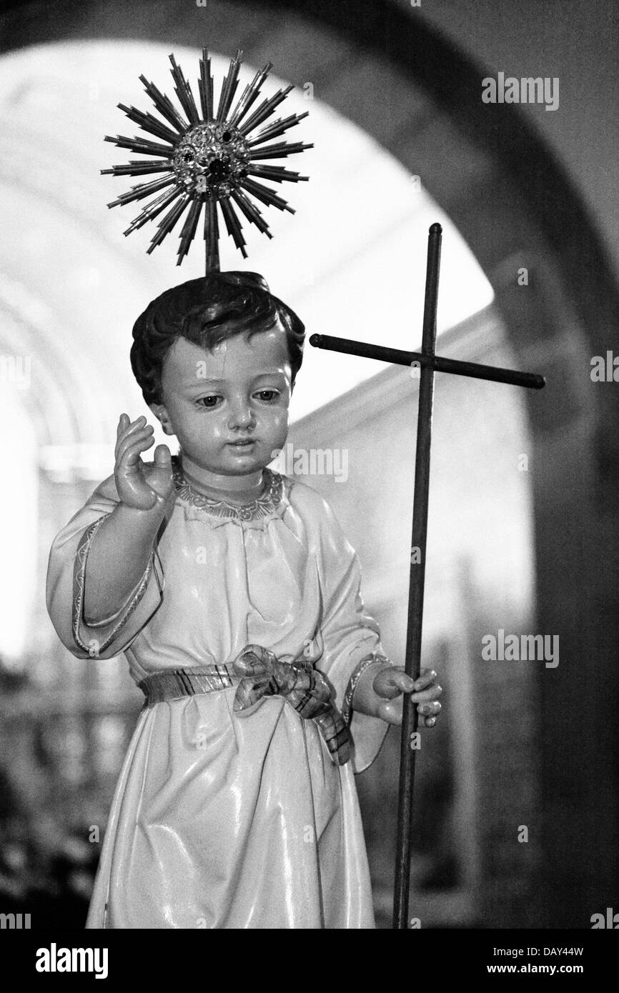 Baby Jesus, patron saint of the church in Ribeira das Tainhas, Sao Miguel, Azores islands, Portugal. Stock Photo