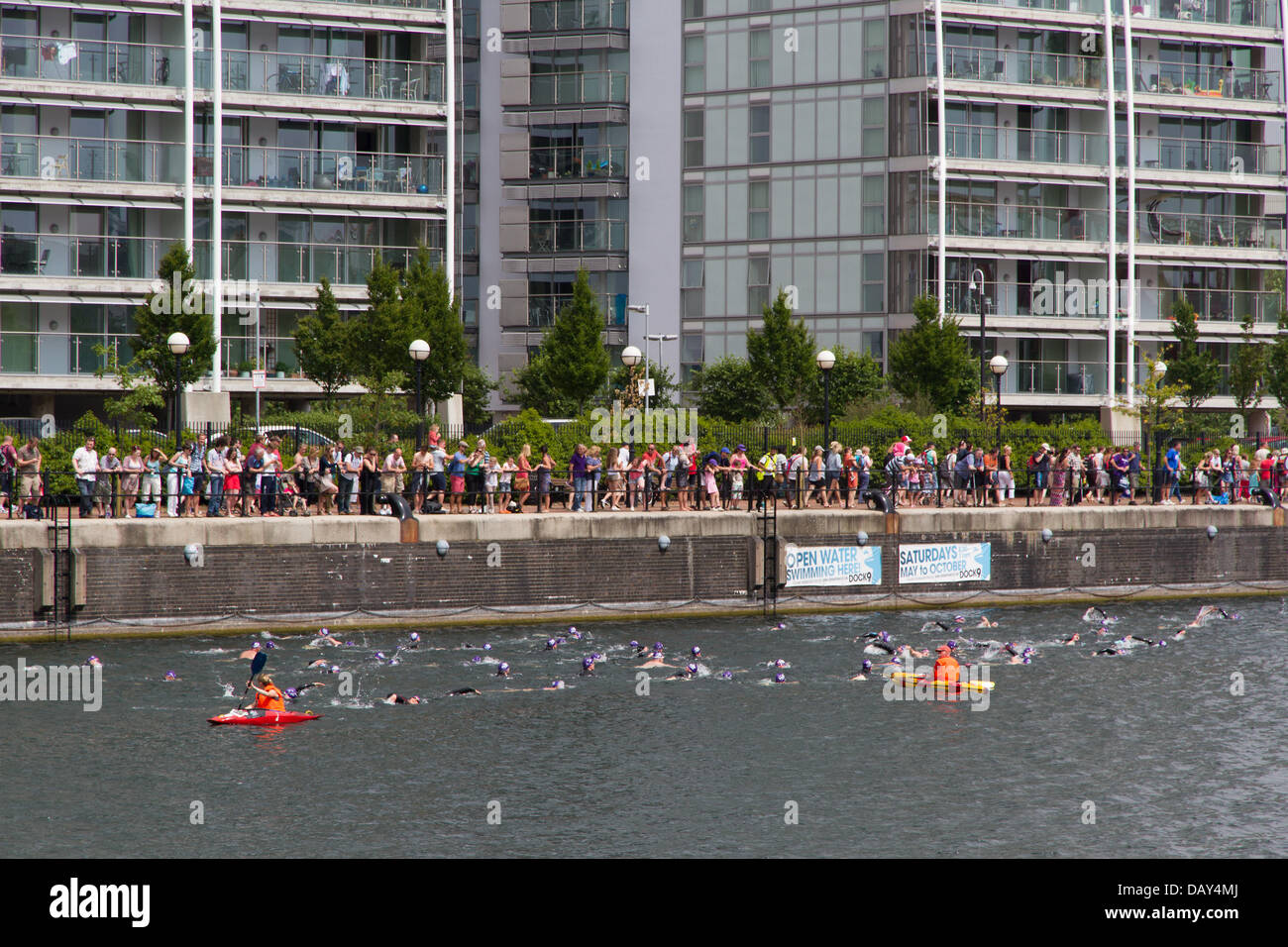 MediaCity, Salford Quays, Manchester, England. 20th July 2013. The annual Great Manchester Swim takes place in Salford Quays. © Stock Photo