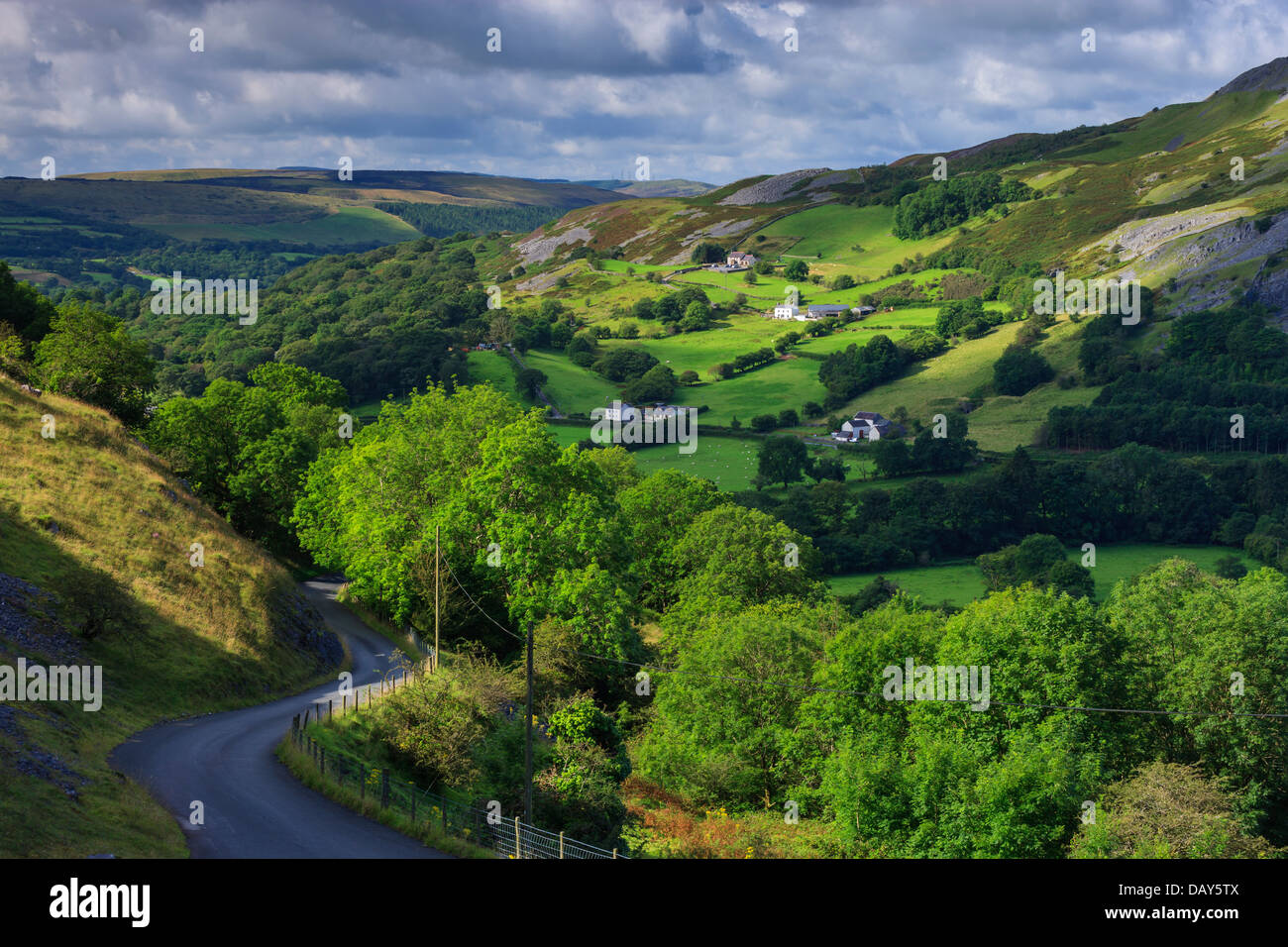 Tawe Valley looking South from near Glyntawe Brecon Beacons National Park Brecon Powys Wales Stock Photo