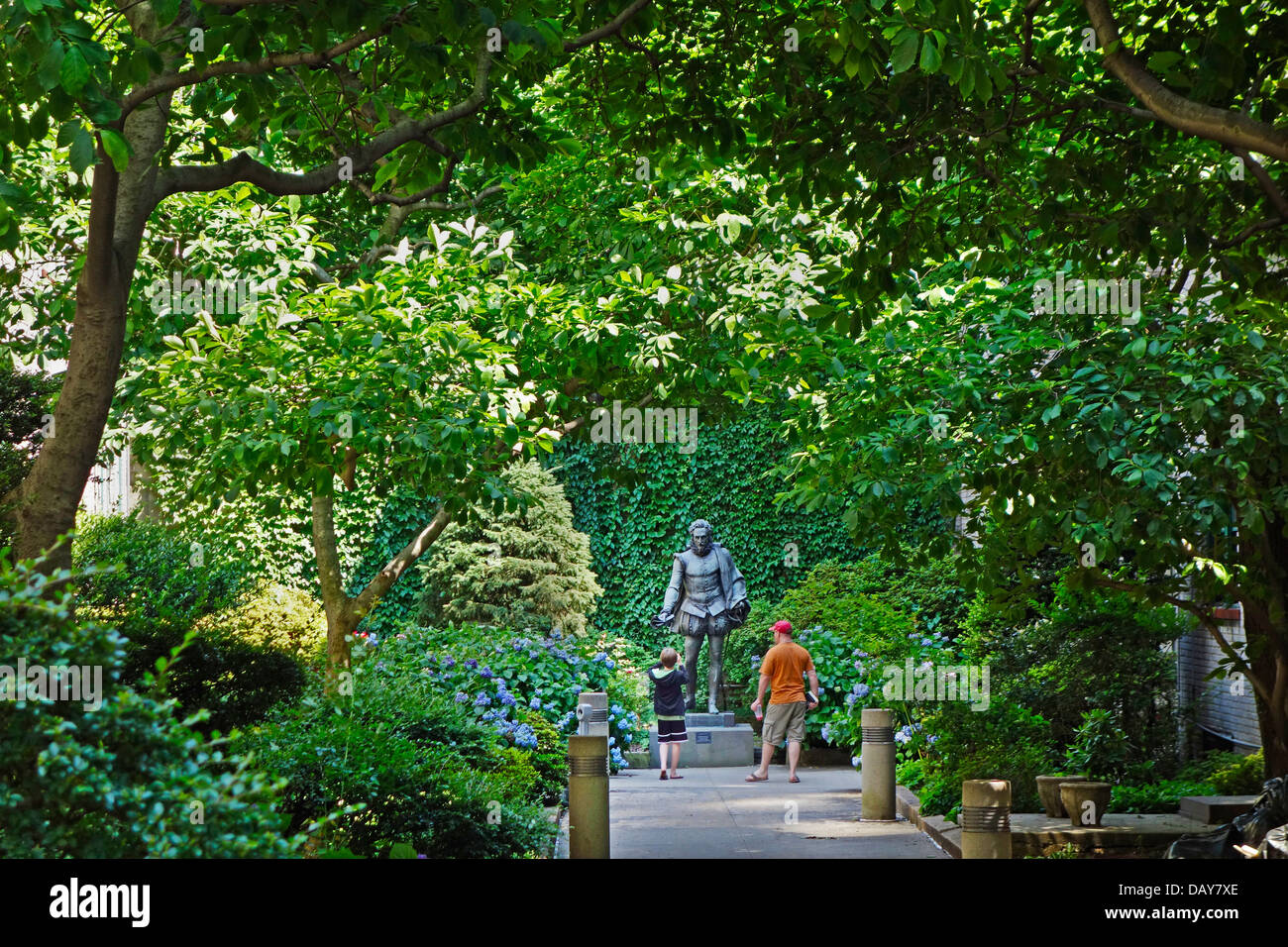 statue of Cervantes in Greenwich Village New York City Stock Photo Alamy