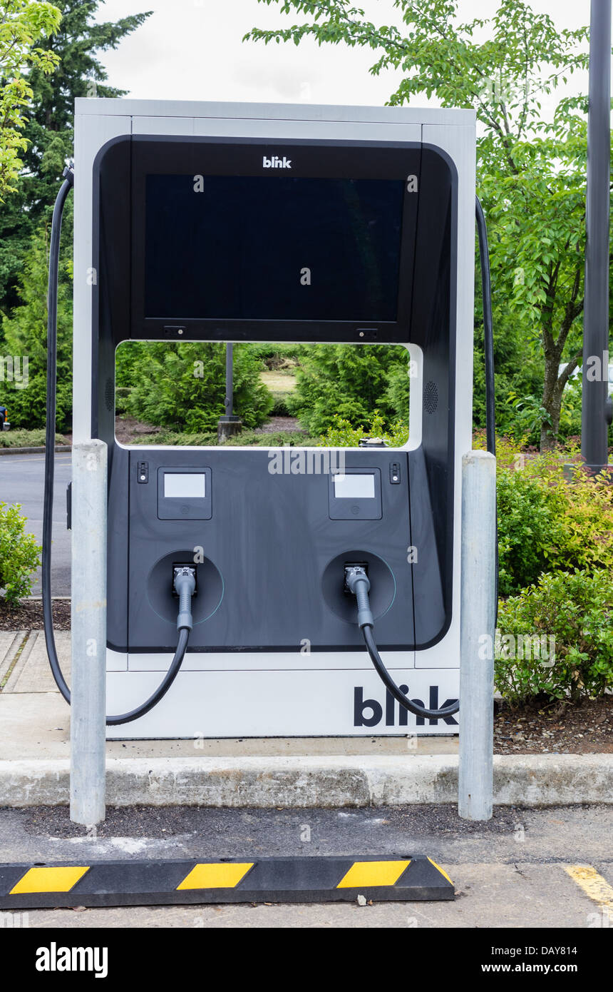 Electric vehicle charger built as the start of EV infrastructure Stock Photo