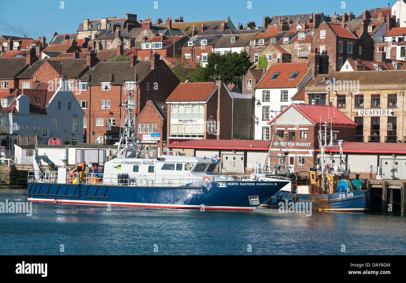 Great Britain, England, North Yorkshire, Whitby, River Esk, harbour, Fisheries Patrol Boat Stock Photo