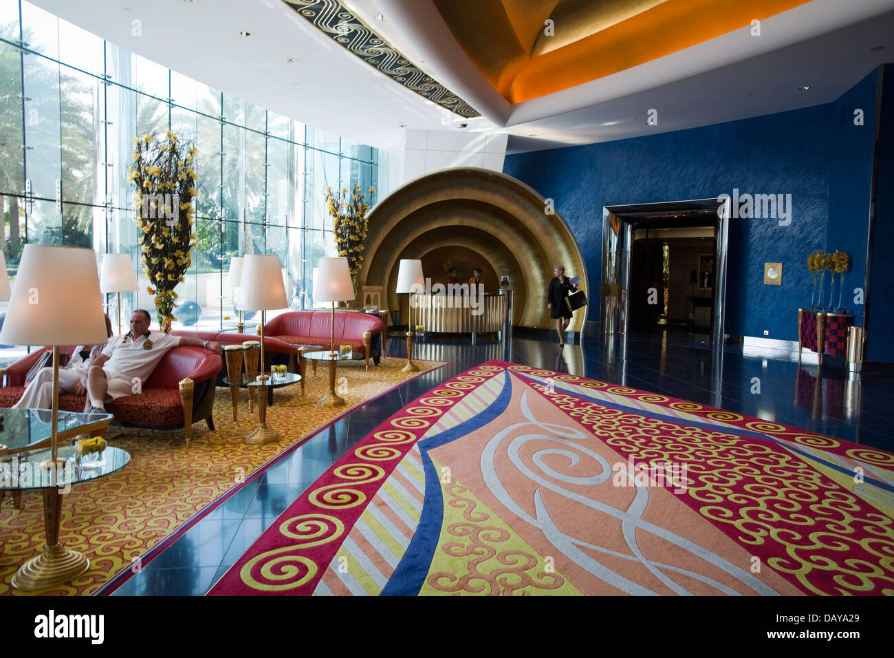Interior Burj Al Arab Hotel Dubai United Arab Emirates Stock Photo