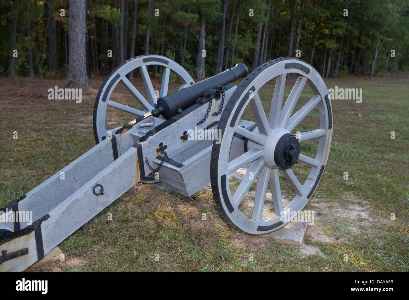 Restored artillery cannon on the battlefield at Six National