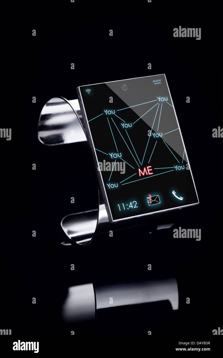 modern Internet Smart Watch on a black background -- All Texts, Icons ...