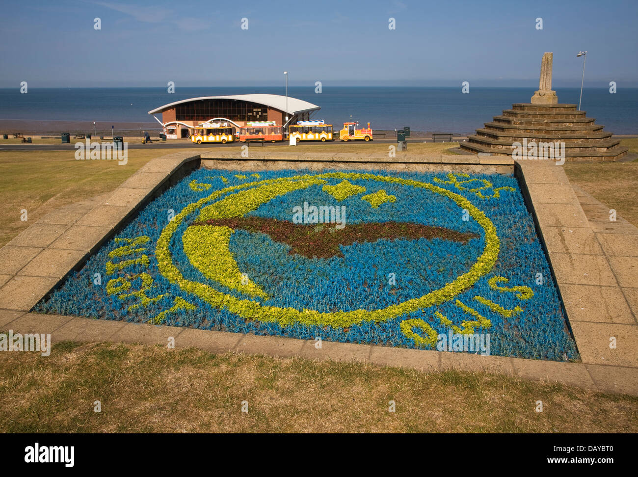 Floral display and seafront Hunstanton Norfolk England Stock Photo
