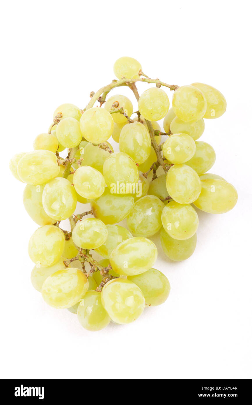 Cluster of green grapes isolated on a white background Stock Photo
