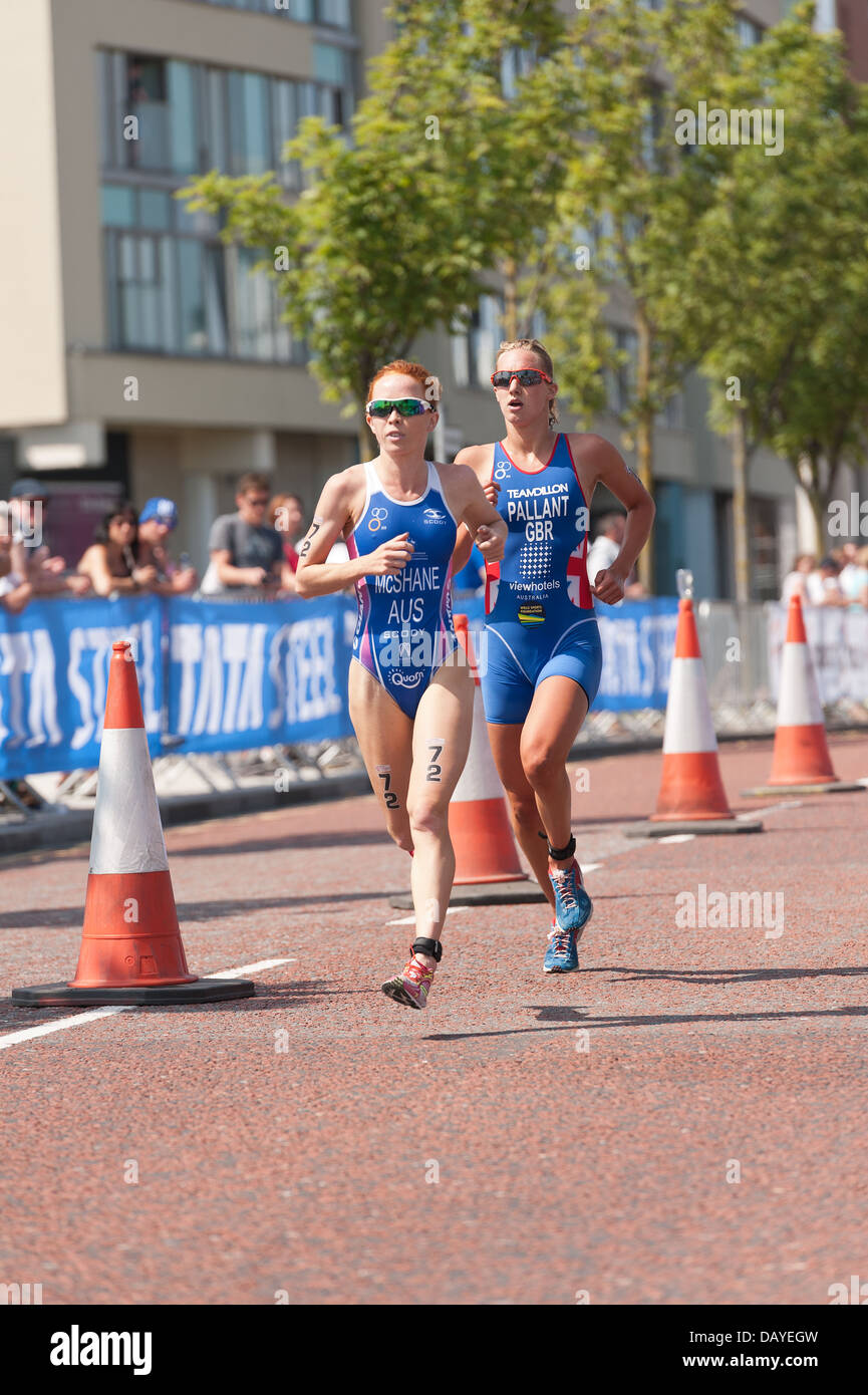 Charlotte Mcshane Australia and Emma Pallant GBR Women Elite Sprint  Distance Triathlon supreme athletes super fit and fast Stock Photo - Alamy