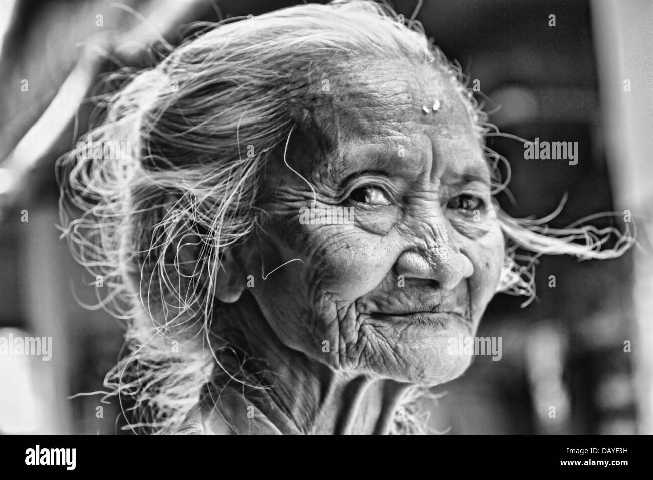 Old Woman Hair Stock Photo