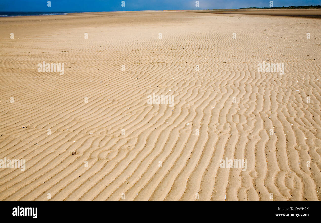 Sandy empty beach sea Hunstanton, Norfolk, England Stock Photo