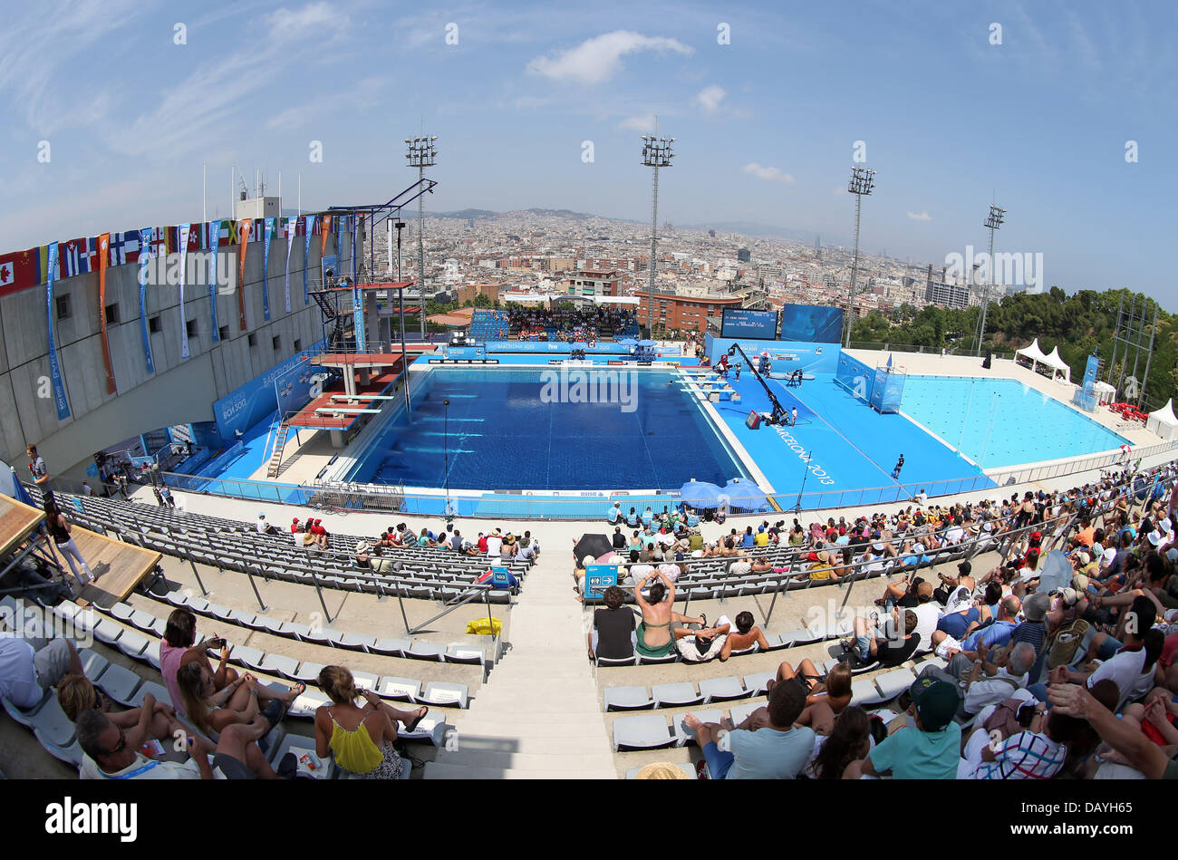 Barcelona, Spain. 21st July, 2013. Diving events take place at Monjtuic Municipal Swimming Pool during the 15th FINA Swimming World Championships in Barcelona, Spain, 21 July 2013. Photo: Friso Gentsch/dpa /dpa/Alamy Live News Stock Photo