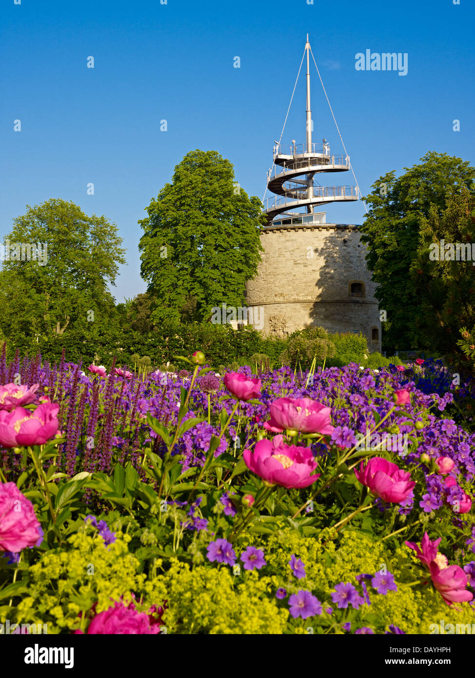 Observation tower in the EGA Park in Erfurt, Thuringia, Germany Stock ...