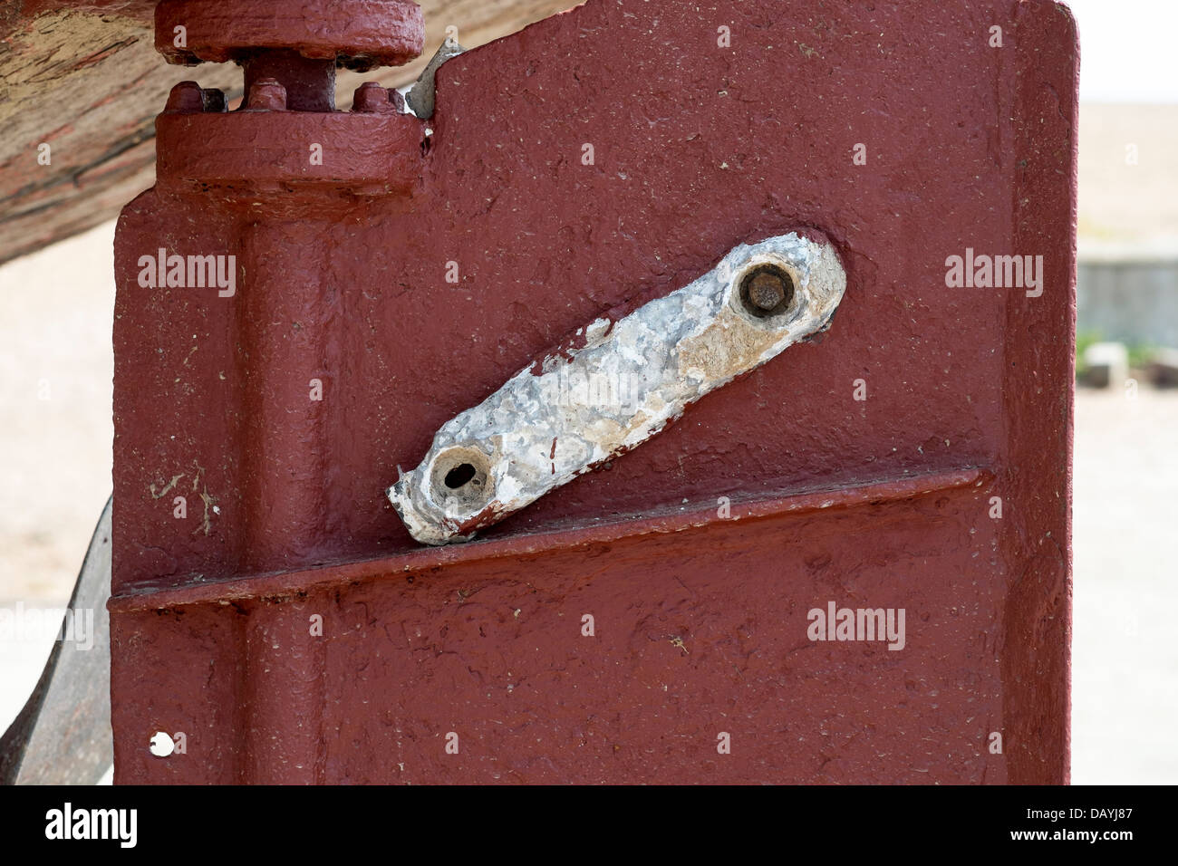 Sacrificial anode on the rudder of a UK fishing boat Stock Photo Alamy