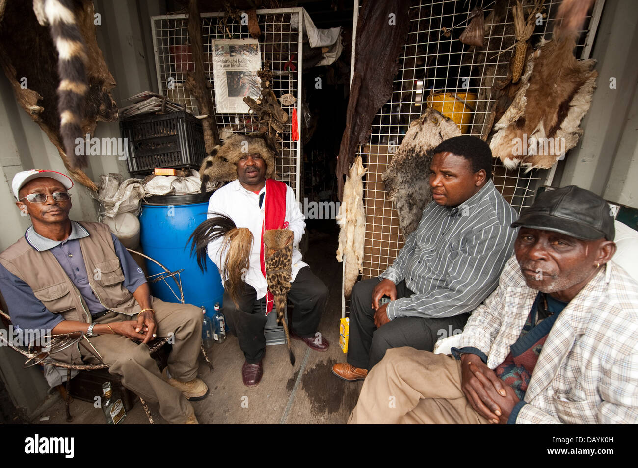 Sangoma at his muti shop, Langa township, Cape Town, South Africa Stock Photo