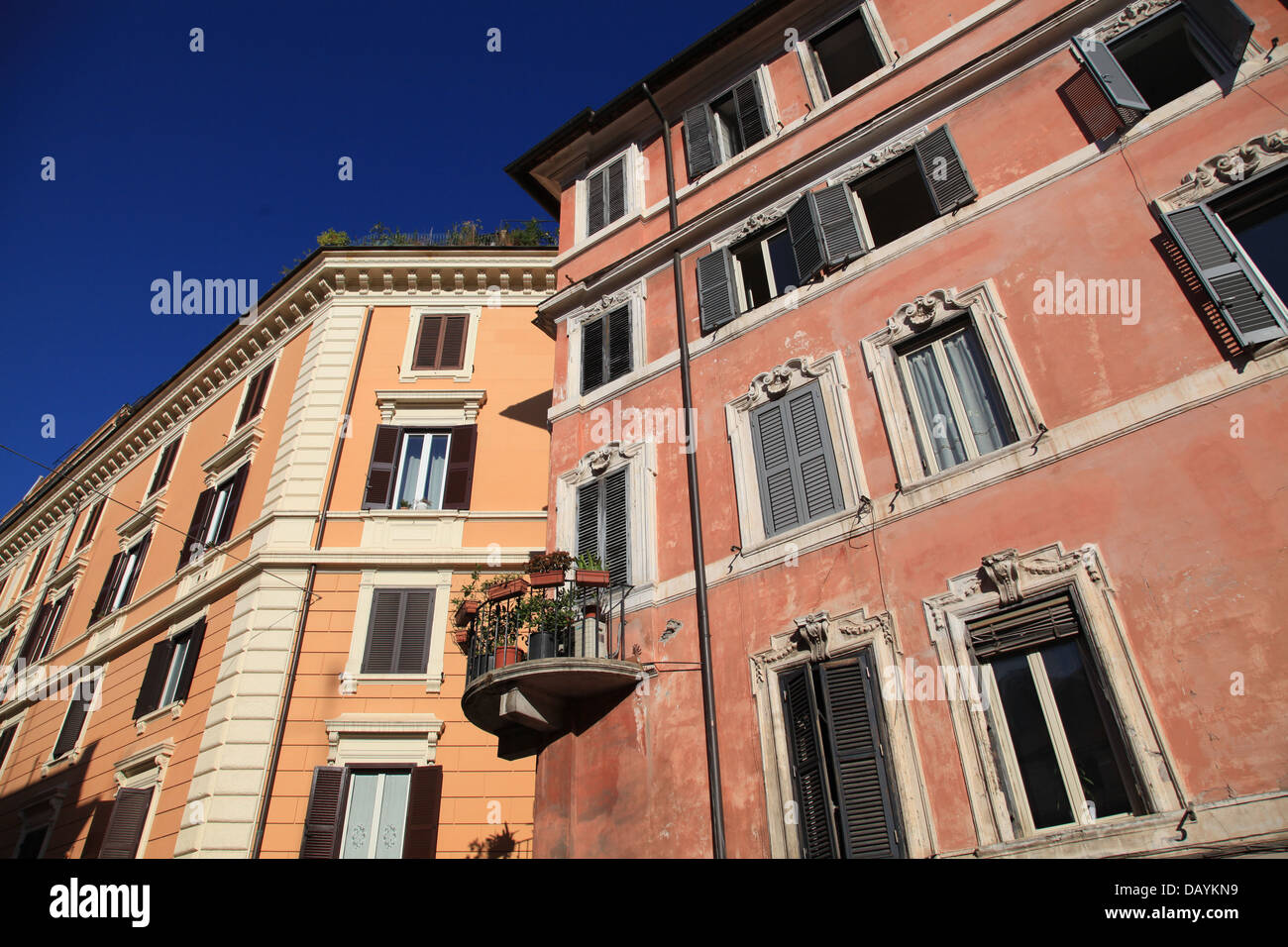 Rome facade pastel colored apartment building Stock Photo