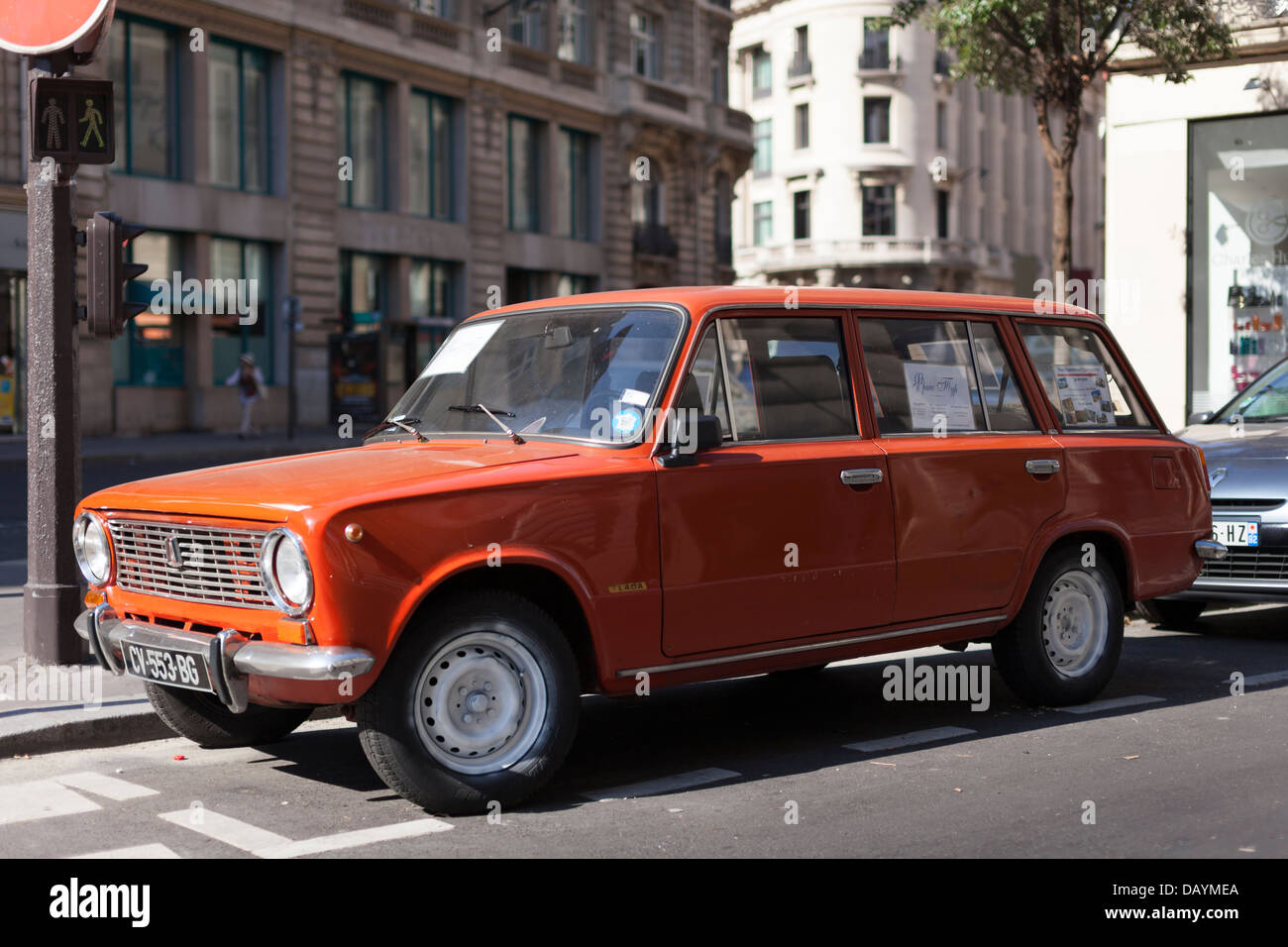 A Lada 2102 estate parked in Paris, France Stock Photo