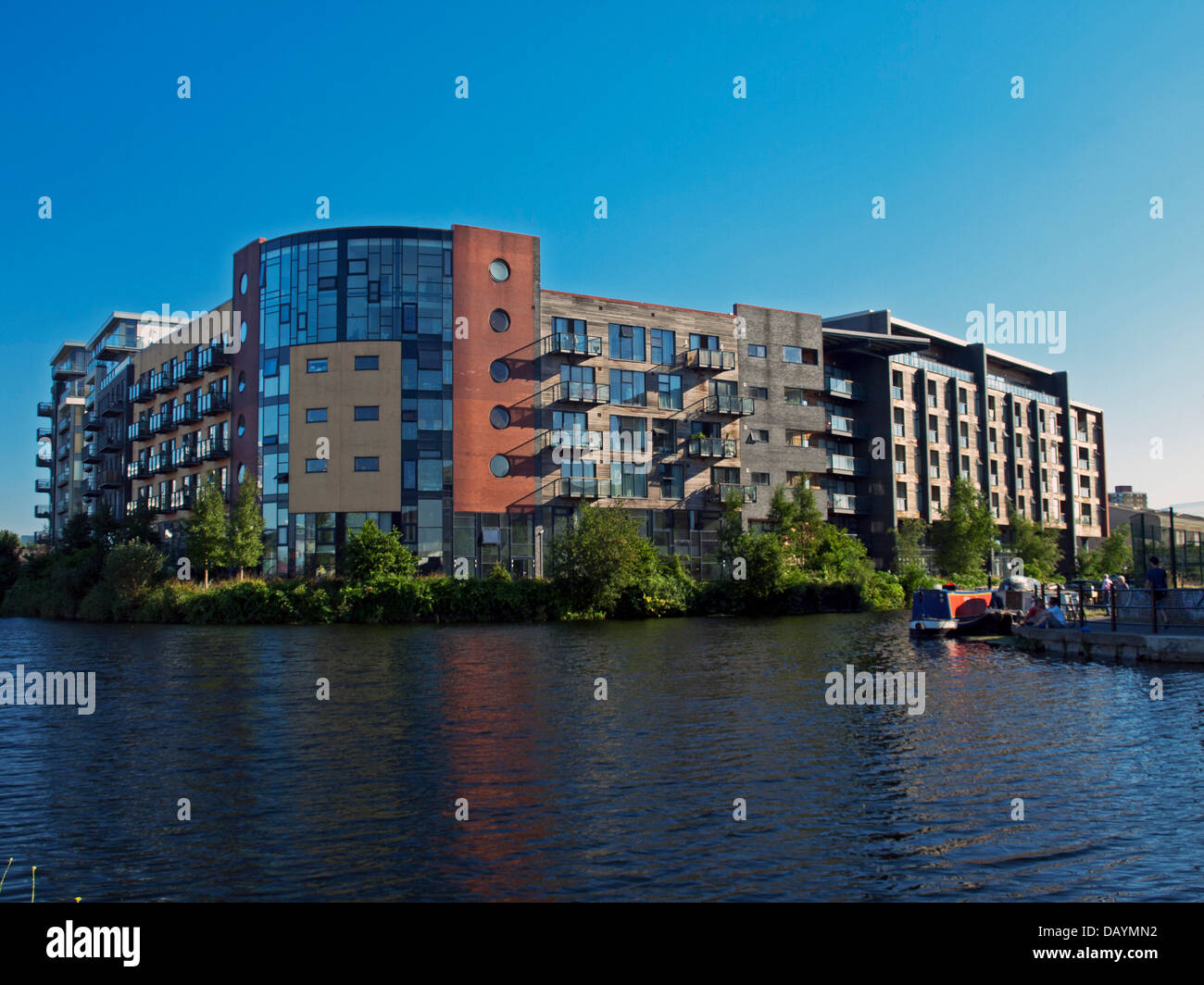 Riverside apartments along the River Lee Navigation at Hackney Wick