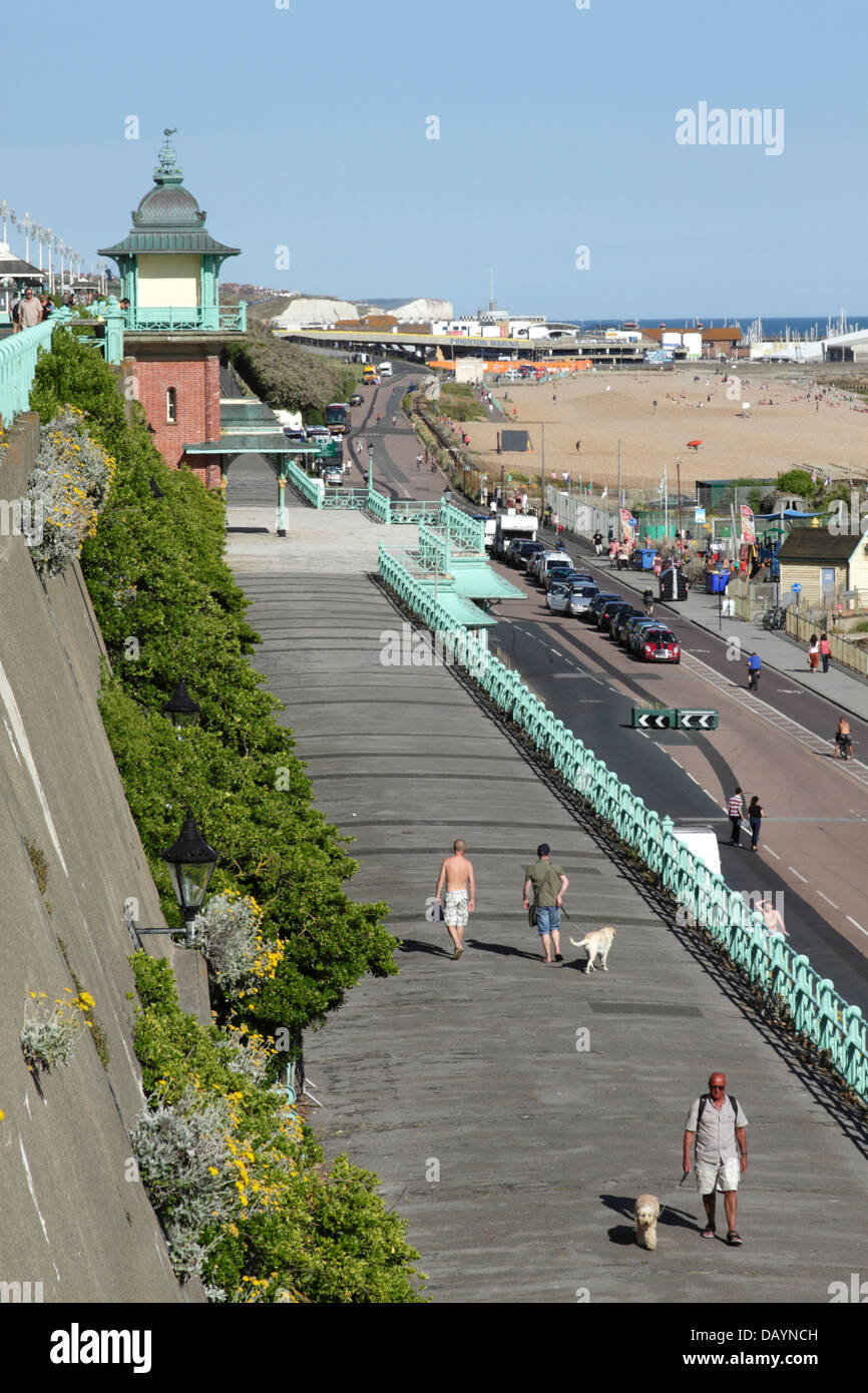 Promenade above Madeira Drive Brighton Marine Parade elevator in background Stock Photo