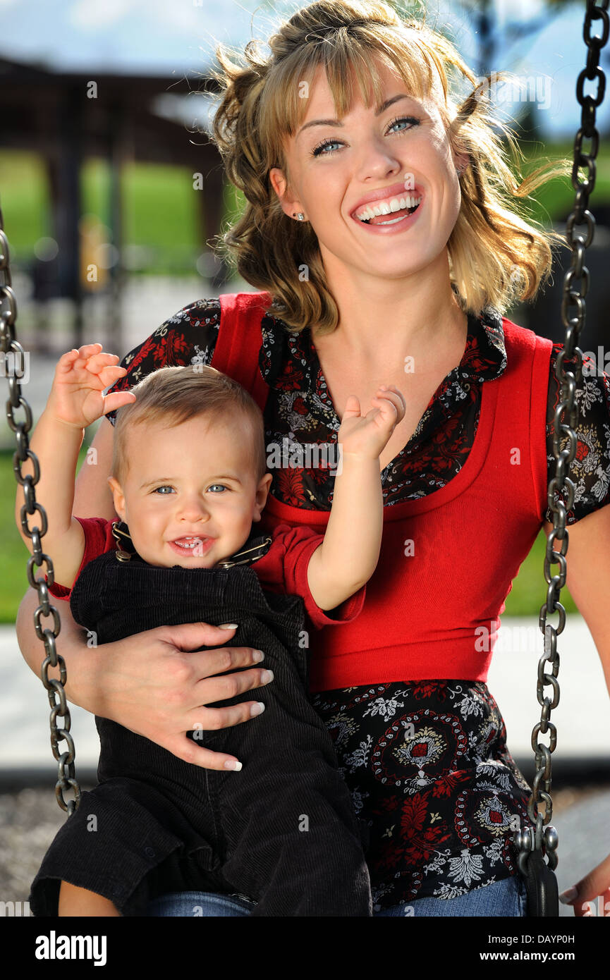 Happy young mother and child Stock Photo