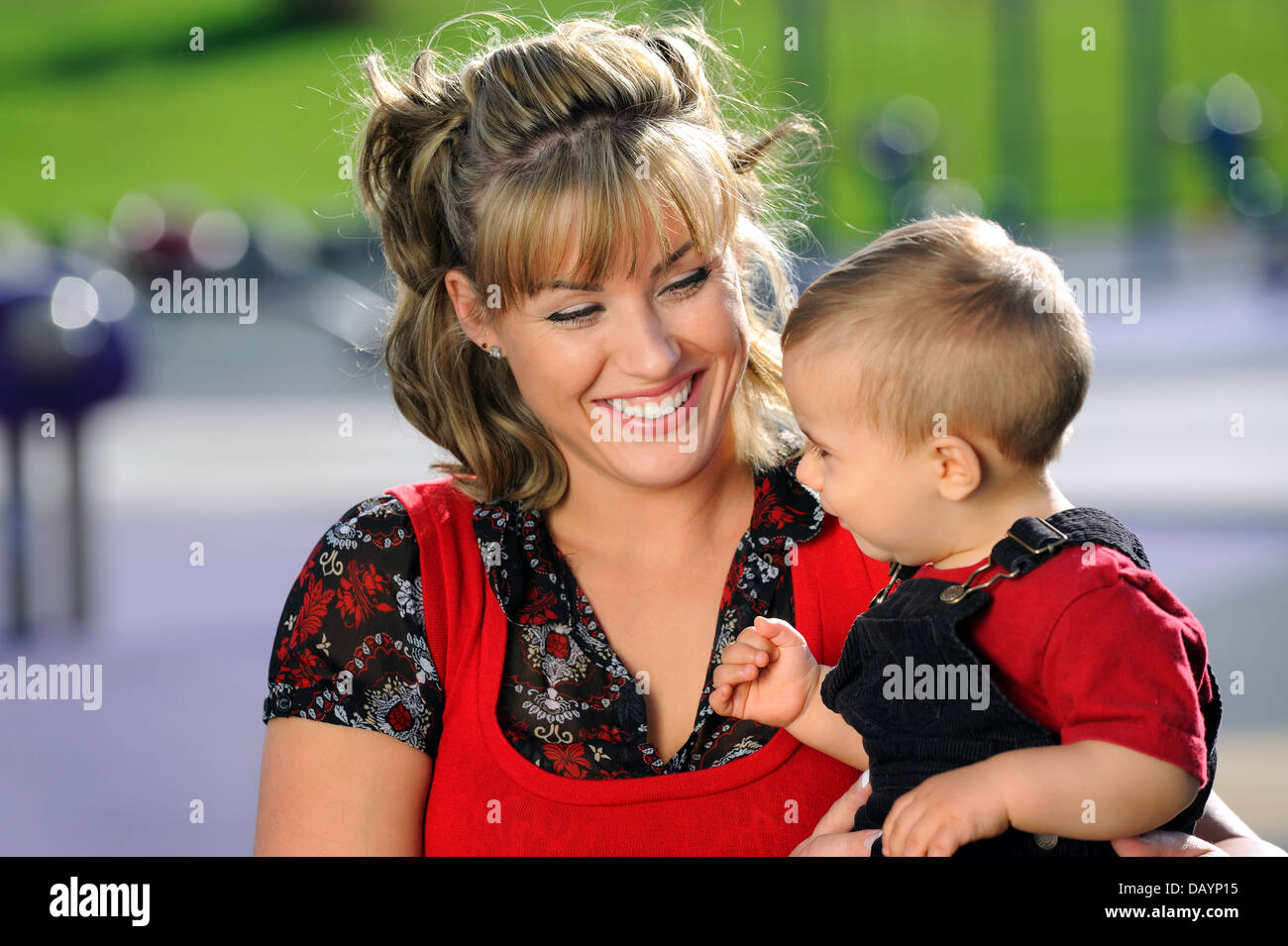 Happy young mother and child Stock Photo