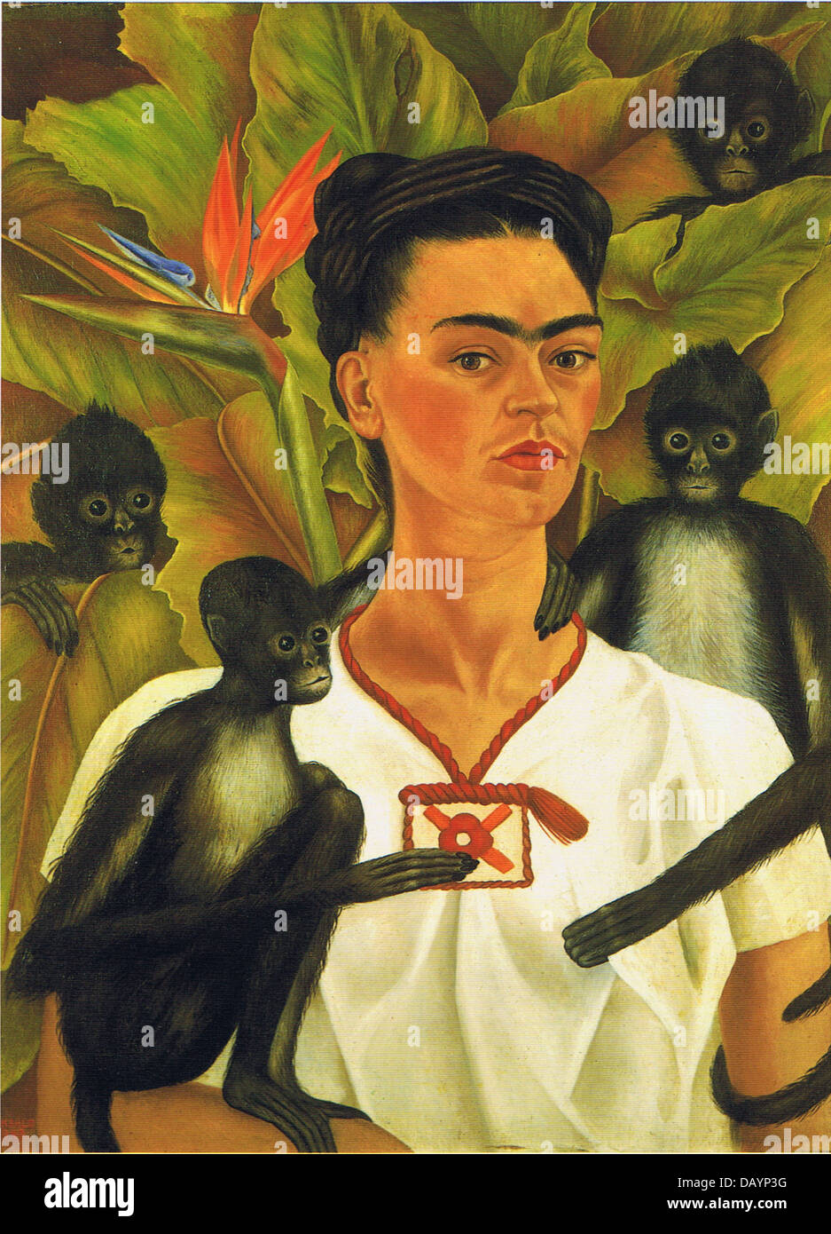 Frida Kahlo Self-portrait with monkeys 1943 Stock Photo
