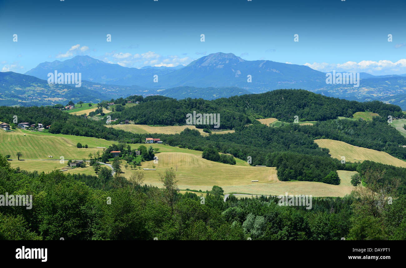 Farmland Reggio Emilia hills in the Italian region Emilia-Romagna Stock Photo