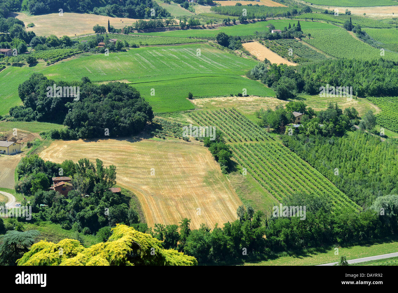 Aerial view of Italian farmland at Dozza near Bologna Italy Stock Photo