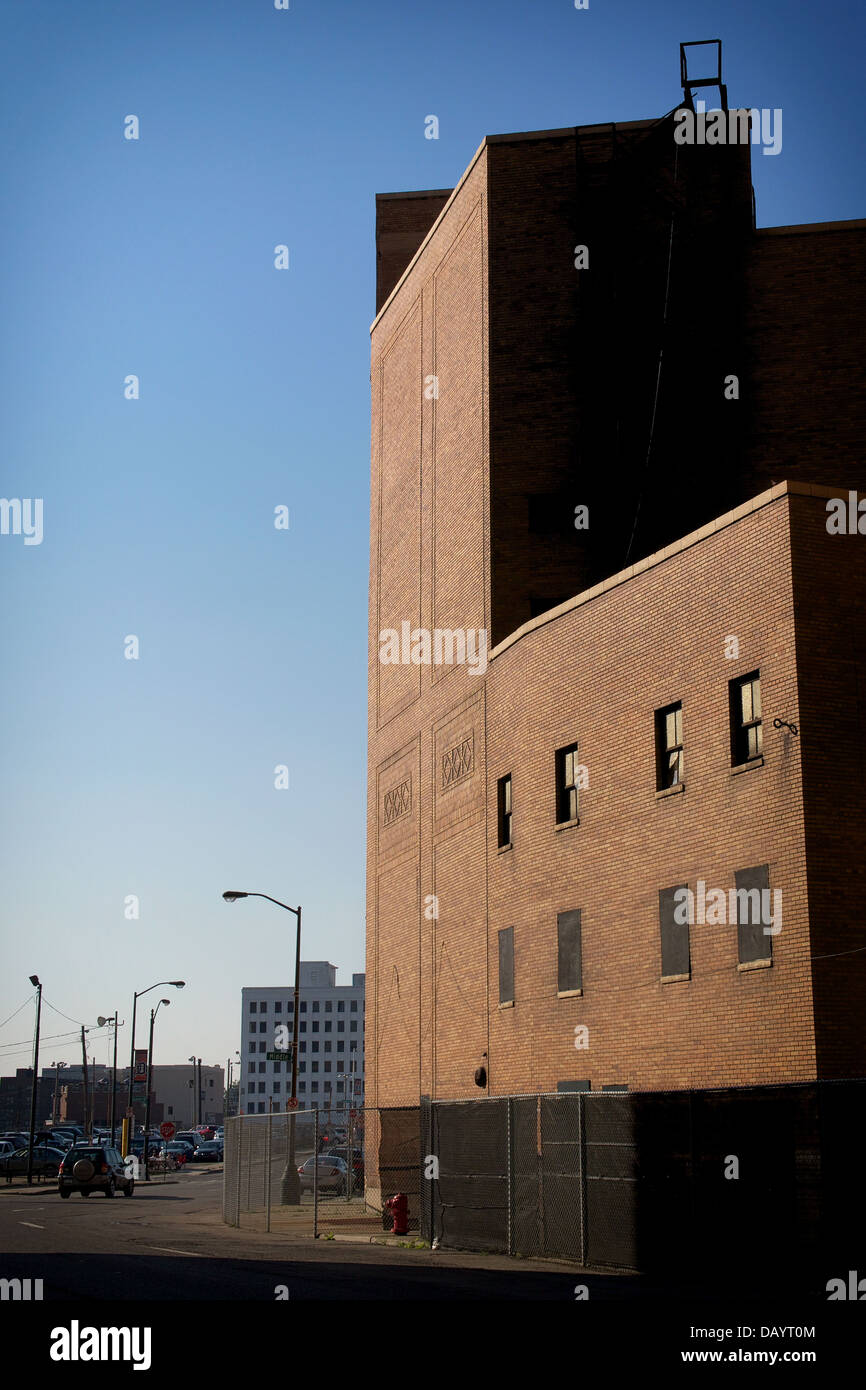 View of the historic United Artists Theater in downtown Detroit. It is now vacant. Stock Photo