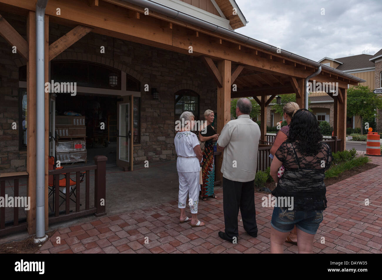 People applying for work at the World of Beer located at Brownwood in The Villages, Florida USA a  retirement community. Stock Photo
