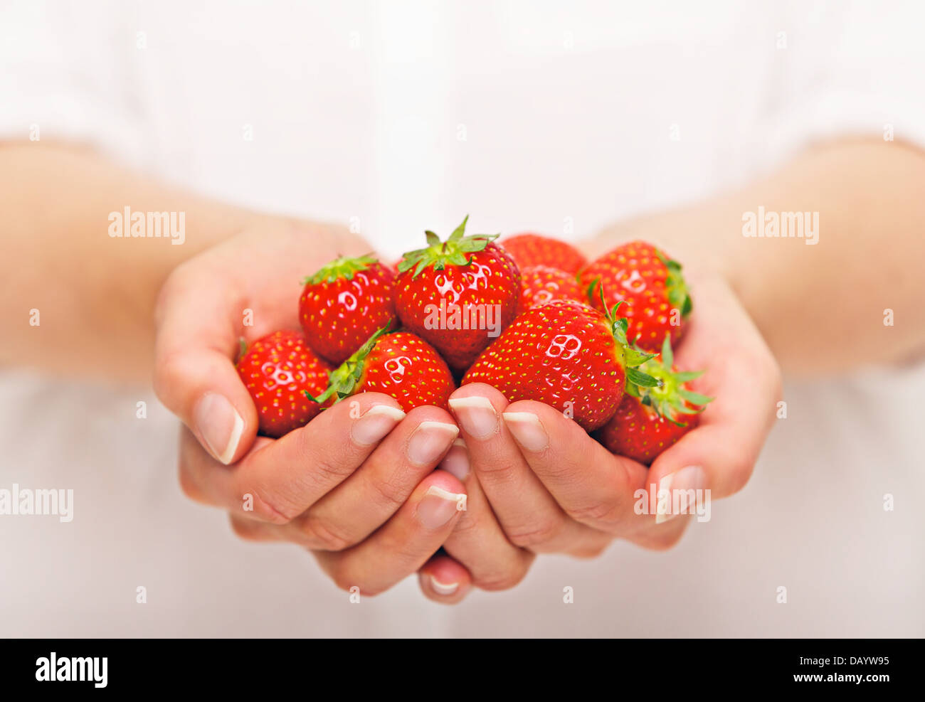 Hand full of ripe and sweet strawberries Stock Photo - Alamy