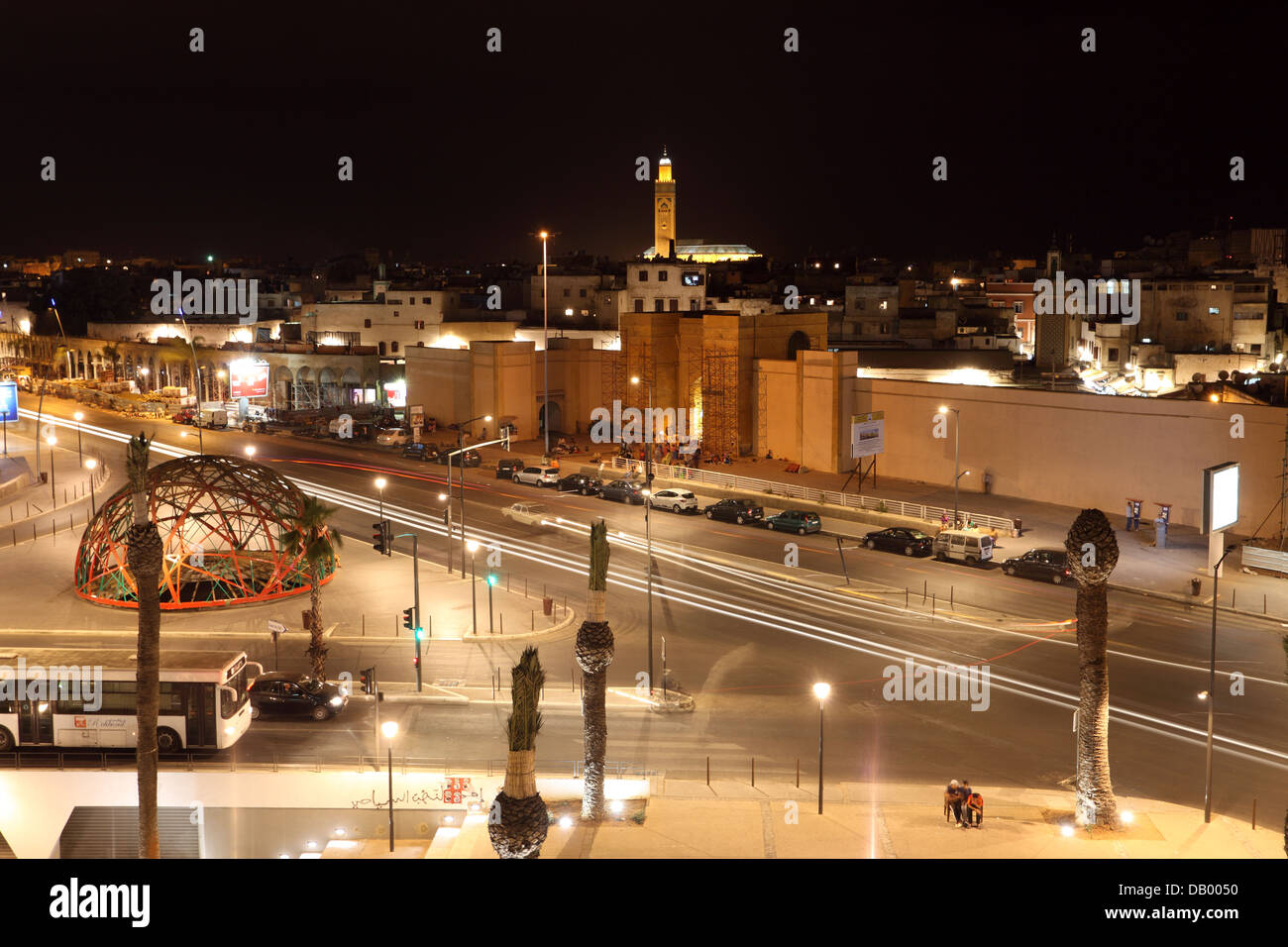 United Nation Square at night. Casablanca, Morocco Stock Photo