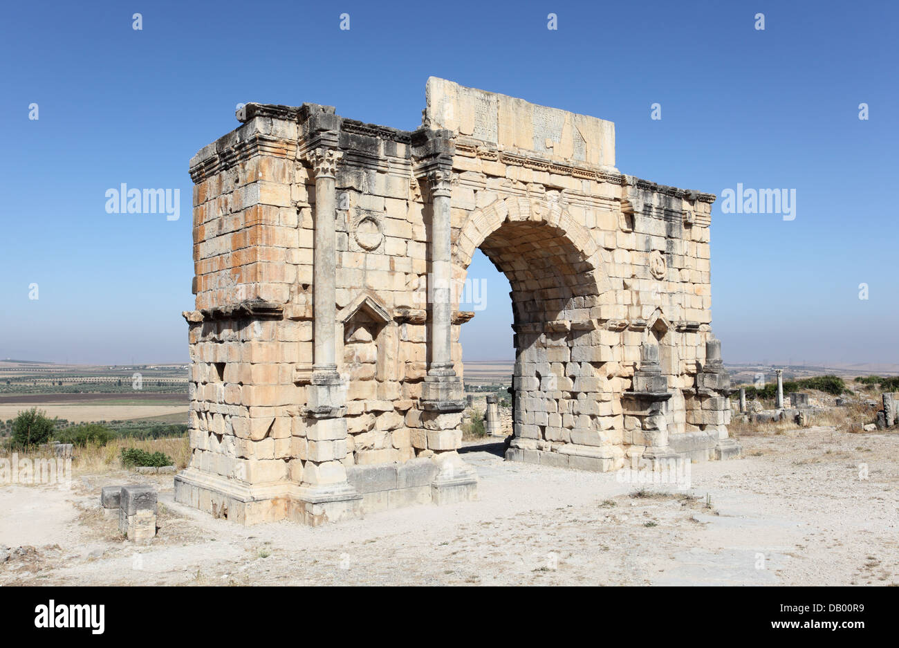 The Arch of Caracalla at Volubilis, Morocco, North Africa Stock Photo