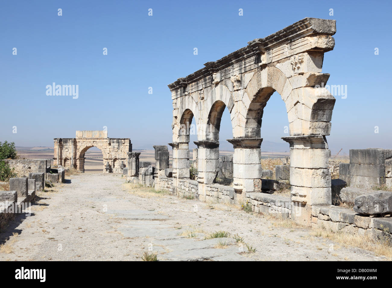 The Arch of Caracalla at Volubilis, Morocco, North Africa Stock Photo