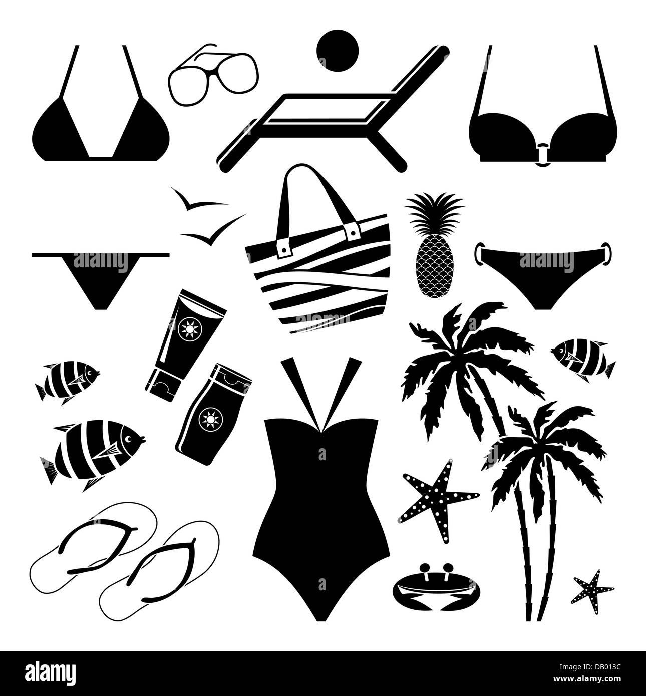 Set of icons with swimming suits Stock Photo