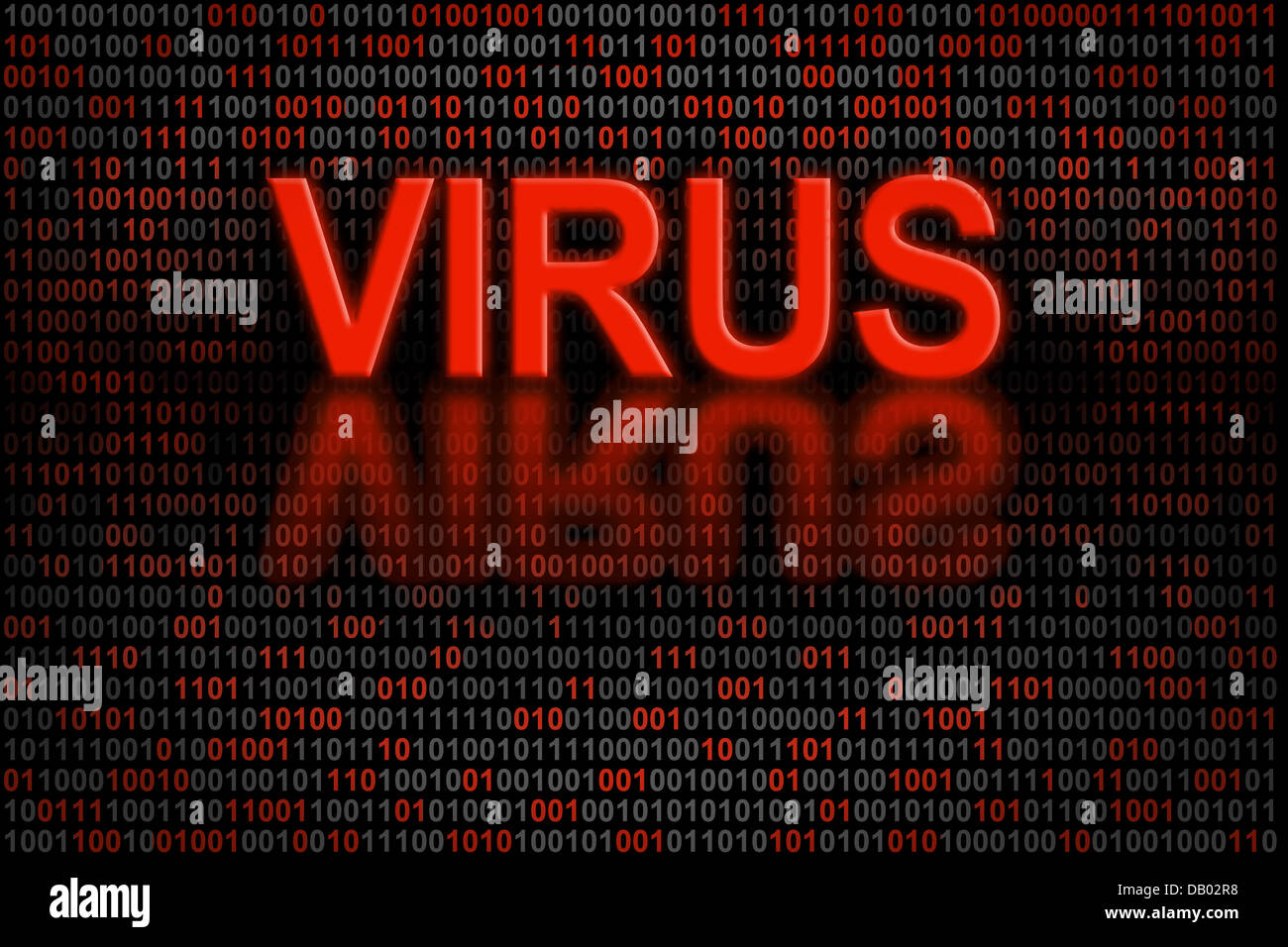 Software code infected by a virus. Conceptual indicator of software ...